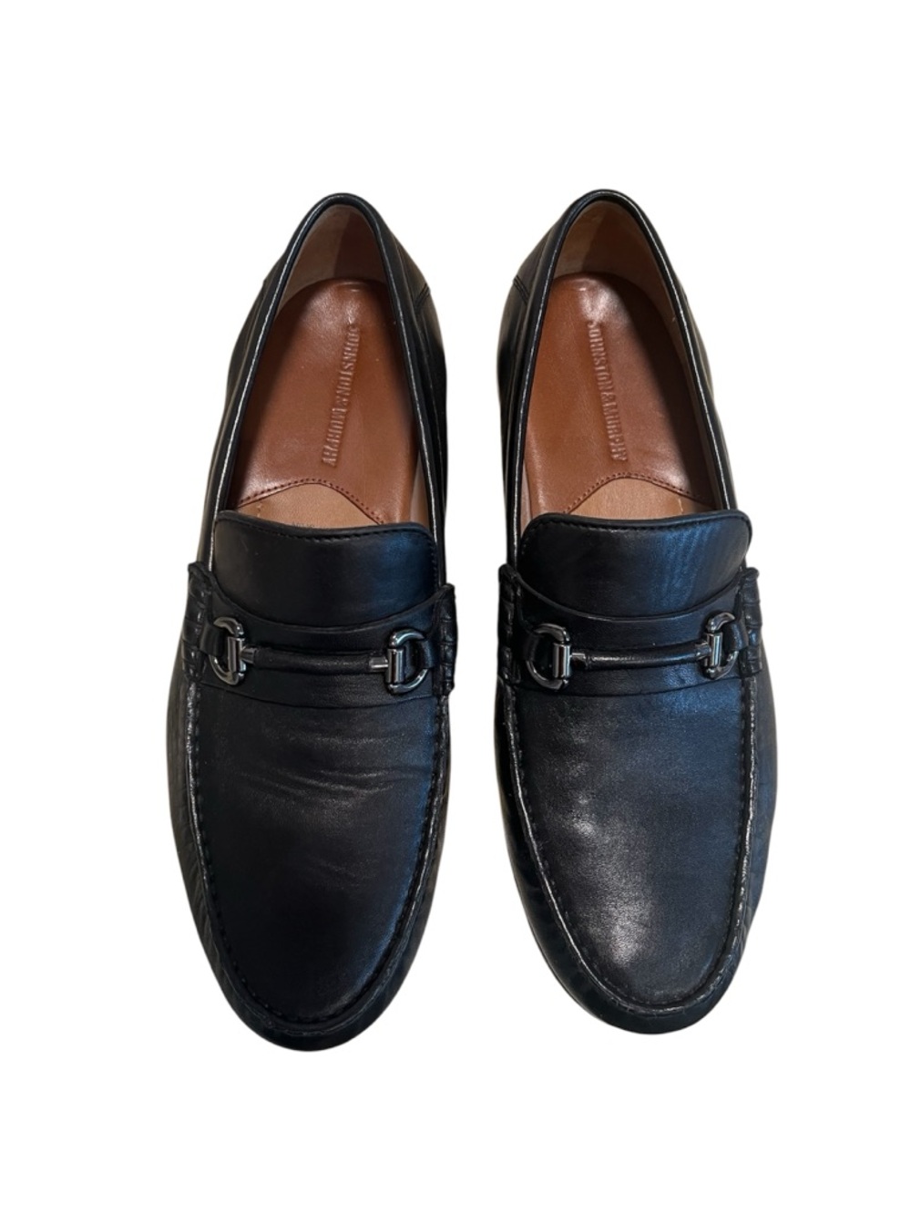 Johnston & Murphy Black Leather Bit Black Sheepskin Loafers size 10.5
